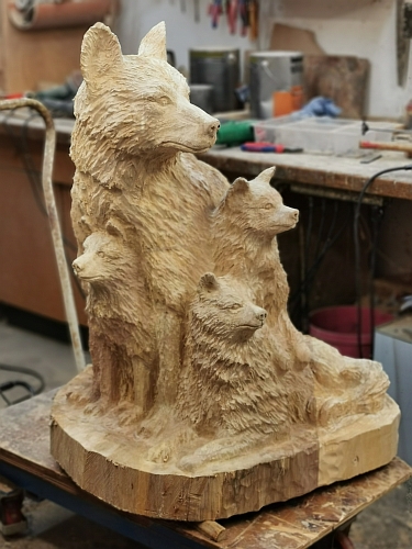 wolf holz geschnitzt motors�ge kettens�ge kunst holzwerker