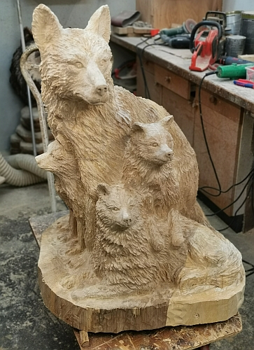 wolf holz geschnitzt motors�ge kettens�ge kunst holzwerker