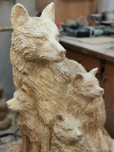 wolf holz geschnitzt motors�ge kettens�ge kunst holzwerker