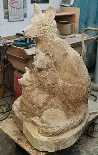 wolf holz geschnitzt motors�ge kettens�ge kunst holzwerker